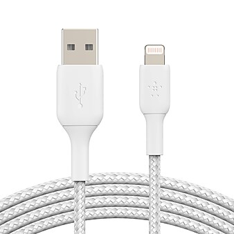 Belkin BOOST CHARGE Braided Lightning to USB-A Cable, 3.3 ft., White (CAA002BT1MWH)