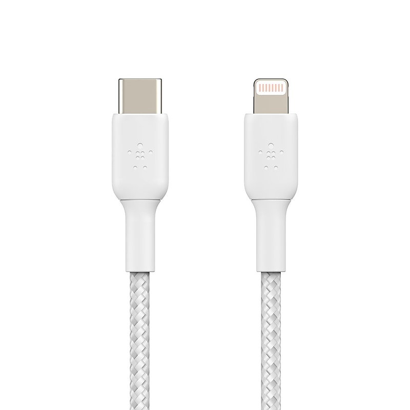 Belkin 3.3-ft BOOST CHARGE Braided USB-C to Lightning Cable for iPad/iPhone/iPod (M/M), White (CAA004bt1MWH) image 1