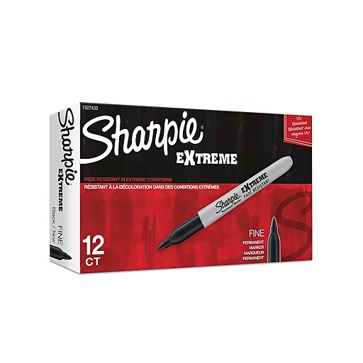 STAPLES ADVANTAGE Sharpie Permanent Markers, Fine Point, Black, Dozen