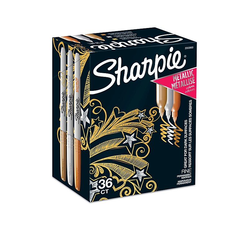 Sharpie Permanent Markers, Fine Tip, Assorted Metallic, 36/Pack (2003900) image 1
