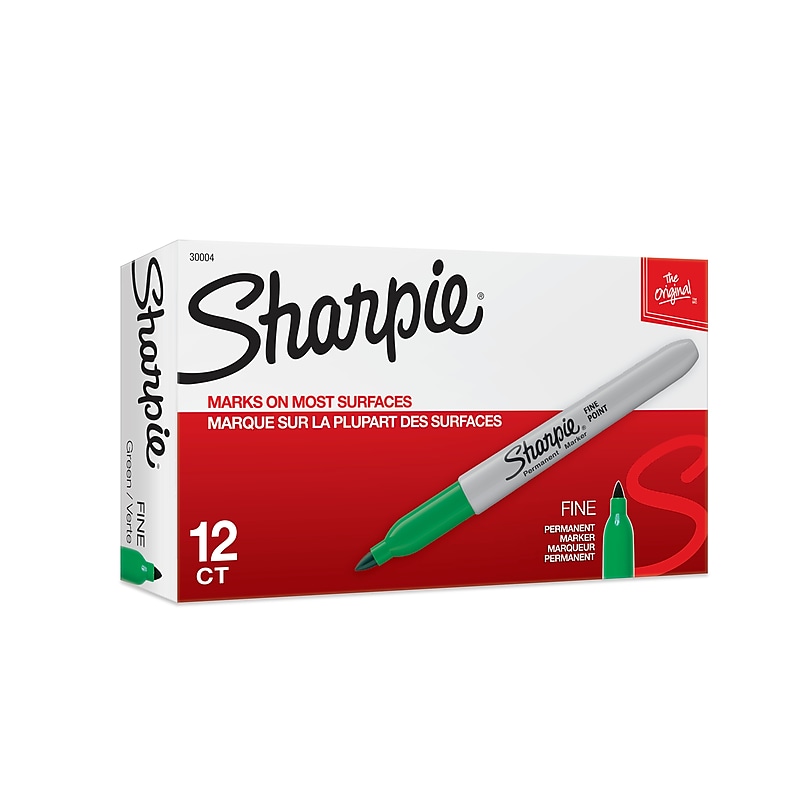 Sharpie Permanent Markers, Fine Tip, Green, 12/Pack (30004) image 1
