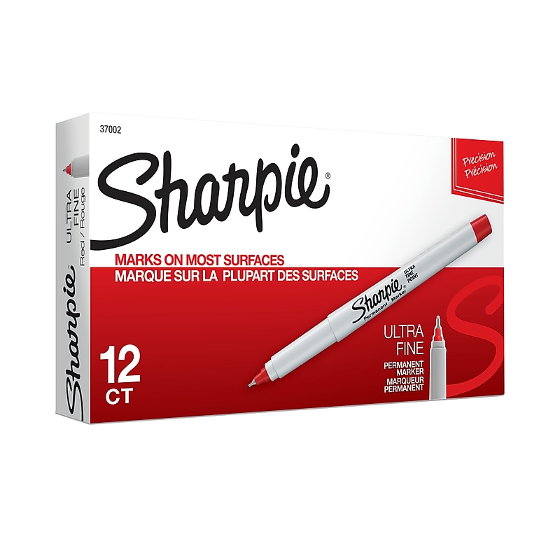 Sharpie Permanent Marker, Ultra Fine Tip, Red, Dozen (37002) image 1