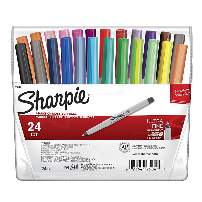 Sharpie Permanent Markers, Ultra Fine Tip, Assorted, 24/Pack (75847) image 1