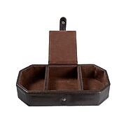 Club Rochelier 3-Compartment Leather Desk Caddy, Brown (ZN4139)
