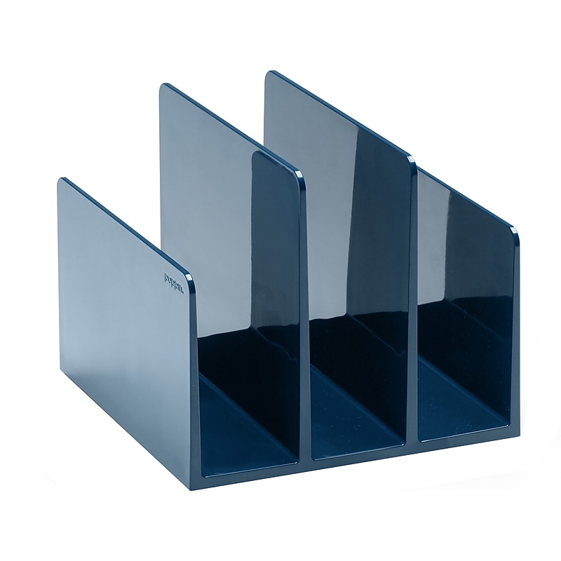 Poppin The On Porpoise 3-Compartment ABS Plastic File Sorter, Slate Blue (105966) image 1