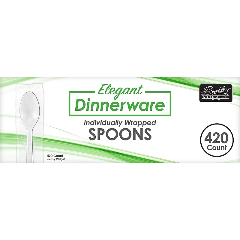 Berkley Square Elegant Dinnerware Polystyrene Spoon, Heavy-Weight, White, 420/Box (1073510) image 1
