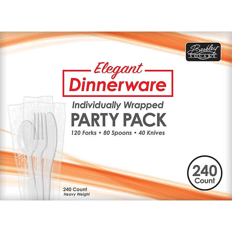 Berkley Square Elegant Dinnerware Polystyrene Assorted Cutlery, Heavy-Weight, White, 240/Box (1088508) image 1