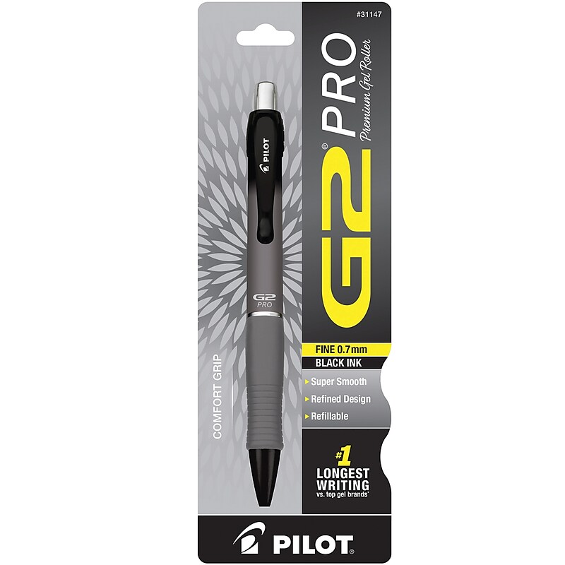 Pilot G2 Pro Retractable Gel Pen, Fine Point, Black Ink, Gray Barrel (31147) image 1