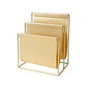 Martha Stewart 2-Compartment Faux Leather File Organizer, Gold (MS107P)