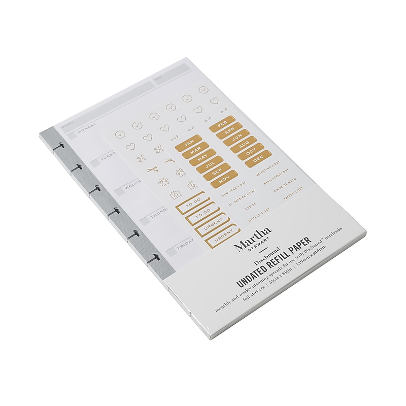 Undated Martha Stewart 5.5" x 8.5" Refill, Discbound, White (MS108A) image 1