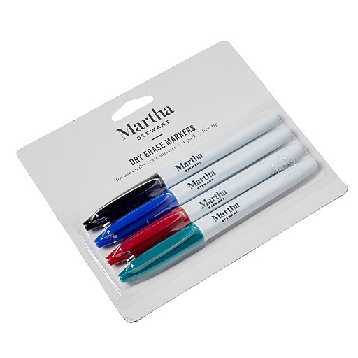 Martha Stewart Dry Erase Markers, Fine Tip, Assorted Inks, 4/Pack