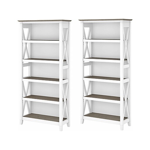 Bush Furniture Key West 66"H 5Shelf Bookcase with Adjustable Shelves