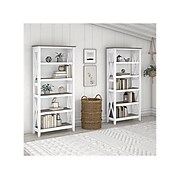 Bush Furniture Key West 5-Shelf 66"H Bookcase Set, Shiplap Gray/Pure White (KWS046G2W)