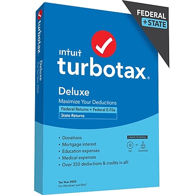 TurboTax Desktop Deluxe 2020 Fed + E 