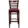 Flash Furniture HERCULES Series Traditional Wood Ladder Back Restaurant Barstool, Mahogany Wood/Burgundy (XUW05BARMAHBRV)~#|#~sp109851933_sc7
