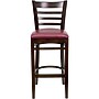 Flash Furniture HERCULES Series Traditional Wood Ladder Back Restaurant Barstool, Walnut Wood/Burgundy (XUW05BARWALBRV)~#|#~sp109851962_sc7