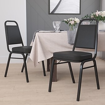 Flash Furniture HERCULES™ 19 1/4"H Vinyl Black Frame Trapezoidal Back Banquet Chair, Black, 4/Pack (4FDBHF1BKBK)