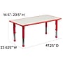 Flash Furniture Emmy Rectangular Activity Table Set, 23.625" x 47.25", Height Adjustable, Red (YU06034RECTBLRD)~#|#~sp109854768_sc7