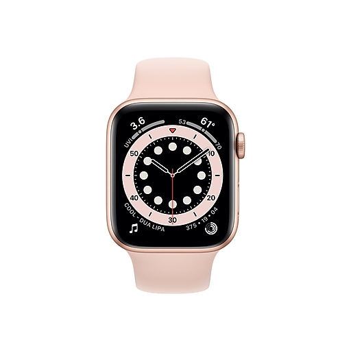 Apple Series 6 Gps Bluetooth Smart Watch Gold Pink 2 M00e3ll A At Staples