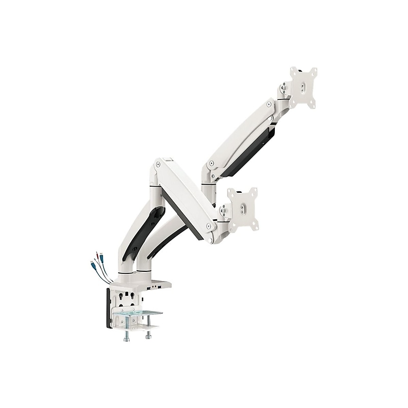 SIIG Dual Monitor Aluminum Heavy Duty Desk Mount with USB and Audio Ports Arm, Up to 35", White (CE-MT3211-S1) image 1