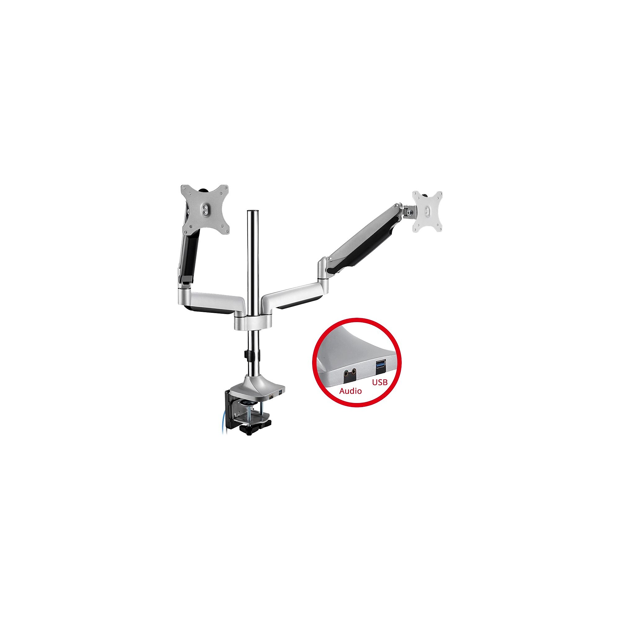 SIIG Dual Monitor Gas Spring Desk Mount with USB Port – 13″ to 32″ Arm, Up, Gray (CE-MT2X11-S1) Sansujyuku sansujyuku.com