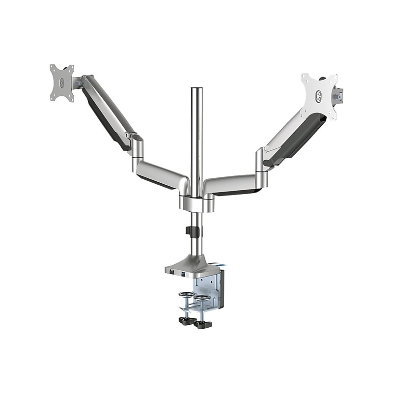 SIIG Dual Monitor Gas Spring Desk Mount with USB Port - 13" to 32" Arm, Up, Gray (CE-MT2X11-S1) image 1