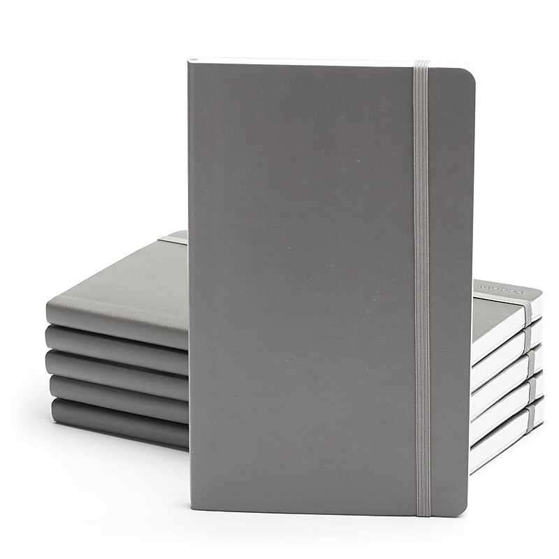 Poppin Professional Notebooks, 5" x 8.25", College Ruled, 96 Sheets, Gray/Silver, 25/Set (104134) image 1