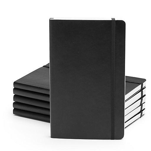 Poppin Professional Notebooks, 5" x 8.25", Wide Ruled, 96 Sheets, Black, 25/Set (104124) Staples