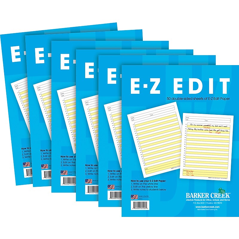 Barker Creek E-Z Edit Handwriting Practice Paper, 8.5" x 11", 60 lbs., Multicolored, 300 Sheets/Pack (BC550206) image 1