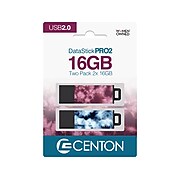 Centon DataStick Pro2 16GB USB 2.0 Flash Drive, 2/Pack (C1-U2T083-16G-2)