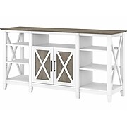 Bush Furniture Key West Tall TV Stand, Shiplap Gray/Pure White, Screens up to 65" (KWV160G2W-03)
