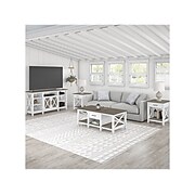Bush Furniture Key West Tall TV Stand with Coffee Table and Set of 2 End Tables, Shiplap Gray/Pure White (KWS025G2W)