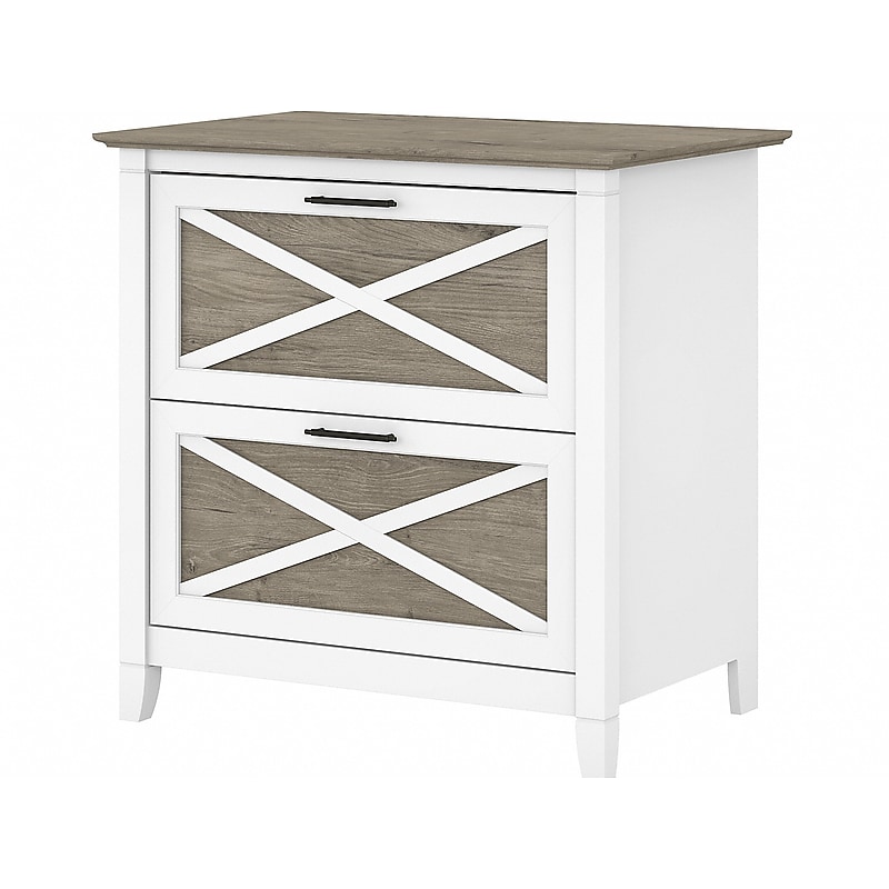 Bush Furniture Key West 2-Drawer Lateral File Cabinet, Letter/Legal, Shiplap Gray/Pure White, 30" (KWF130G2W-03) image 1