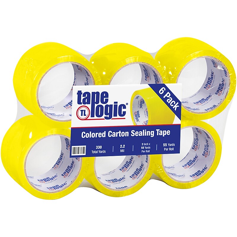 Tape Logic Colored Carton Sealing Heavy Duty Packing Tape, 3" x 55 yds., Yellow, 6/Carton (T90522Y6PK) image 1
