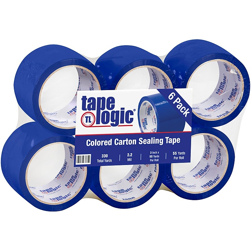 Tape Logic Colored Carton Sealing Heavy Duty Packing Tape, 3" x 55 yds., Blue, 6/Carton (T90522B6PK) image 1