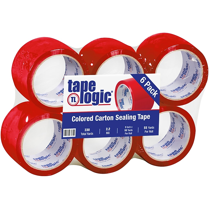 Tape Logic Colored Carton Sealing Heavy Duty Packing Tape, 3" x 55 yds., Red, 6/Carton (T90522R6PK) image 1