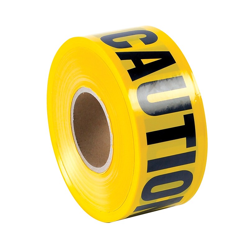 Barricade Tape - "Caution", 3" x 1,000', Yellow, 4 Rolls/Carton (T968CCC) image 1