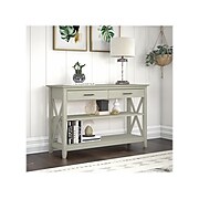 Bush Furniture Key West 47" x 16" Console Table with Drawers and Shelves, Linen White Oak (KWT248LW-03)