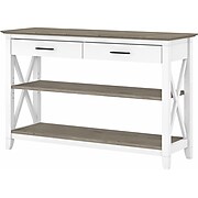 Bush Furniture Key West 47" x 16" Console Table with Drawers and Shelves, Shiplap Gray/Pure White (KWT248G2W-03)
