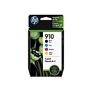 HP 910 Black/Cyan/Magenta/Yellow Standard Yield Ink Cartridge, 4/Pack (3YQ26AN#140)