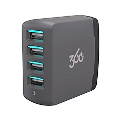 360 Electrical Vivid 8.0 4-Port USB-A Wall Charger, Gray (360542