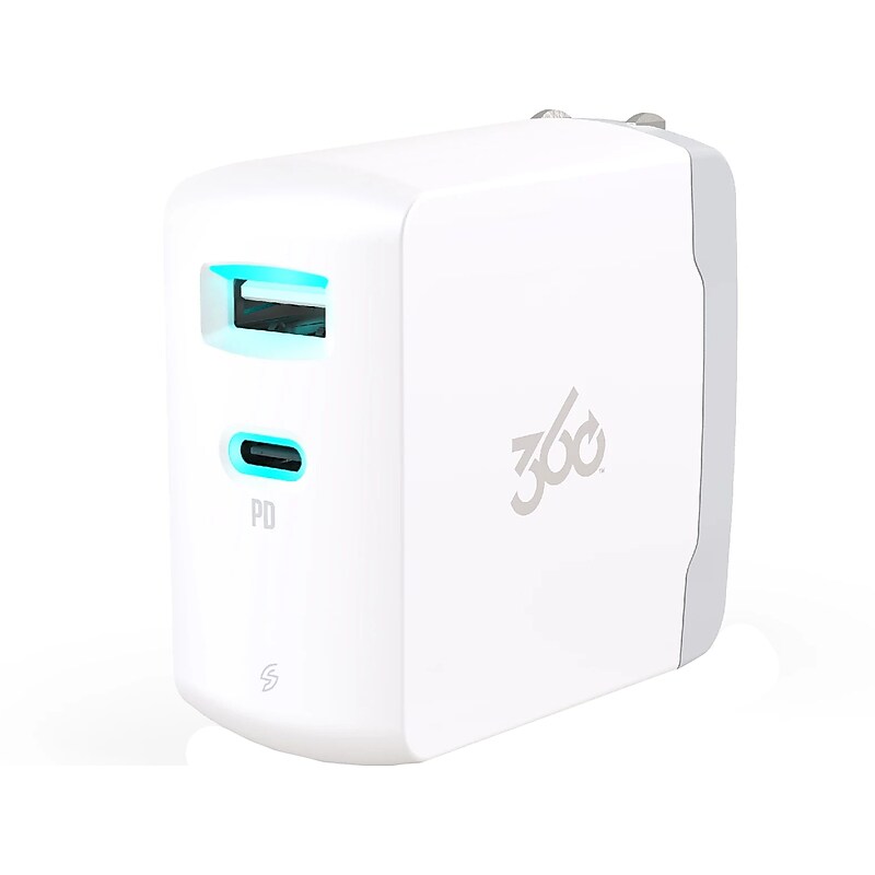 360 Electrical Vivid 2-Outlet Wall Charger, White (360710) image 1