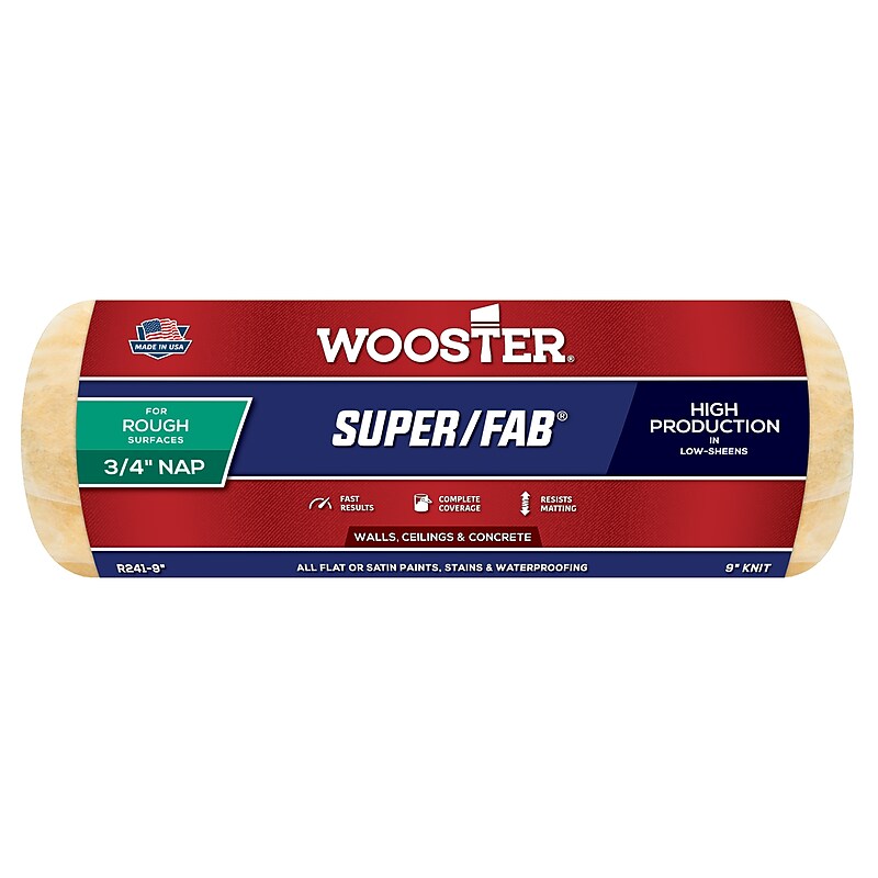 Wooster Brush 9" Super/Fab 3/4 Nap Roller Cover, 12/Carton (00R2410090C) image 1