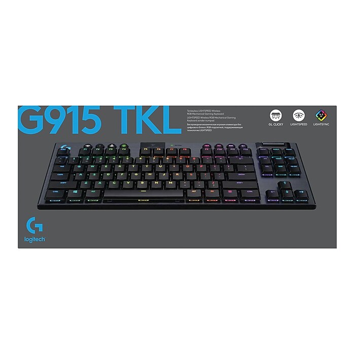 Logitech G915 TKL LIGHTSPEED GL Clicky Wireless Gaming RGB Mechanical Keyboard Black 920 009529 Staples