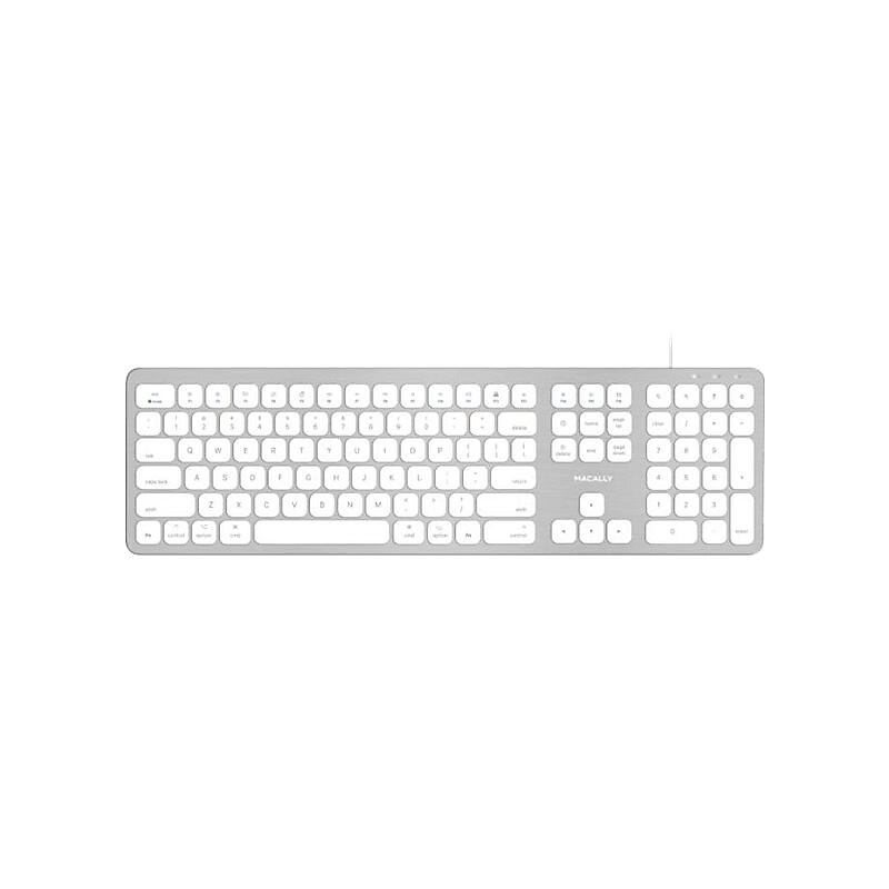 Macally Ultra Slim Wired Keyboard, White/Gray (WKEYHUBMB) image 1