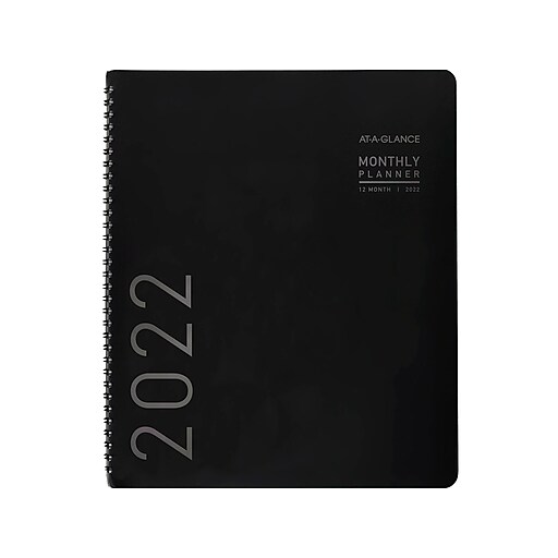 2022 ATAGLANCE Contemporary, 9" x 11" Monthly Planner, Black (70260X