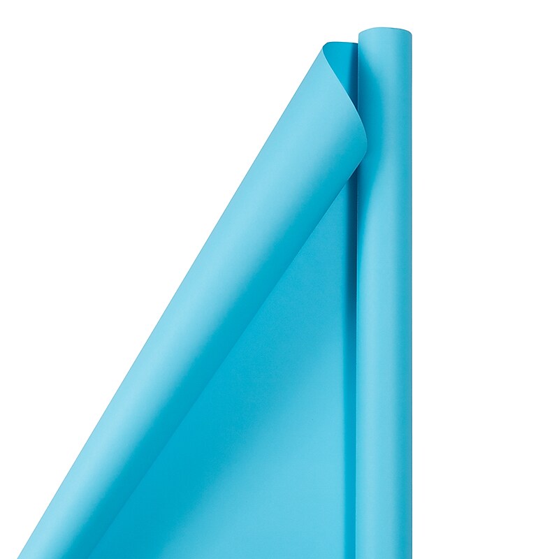 JAM Paper Wrapping Paper, 25 Sq. Ft, Matte Peacock Blue (170128191) image 1