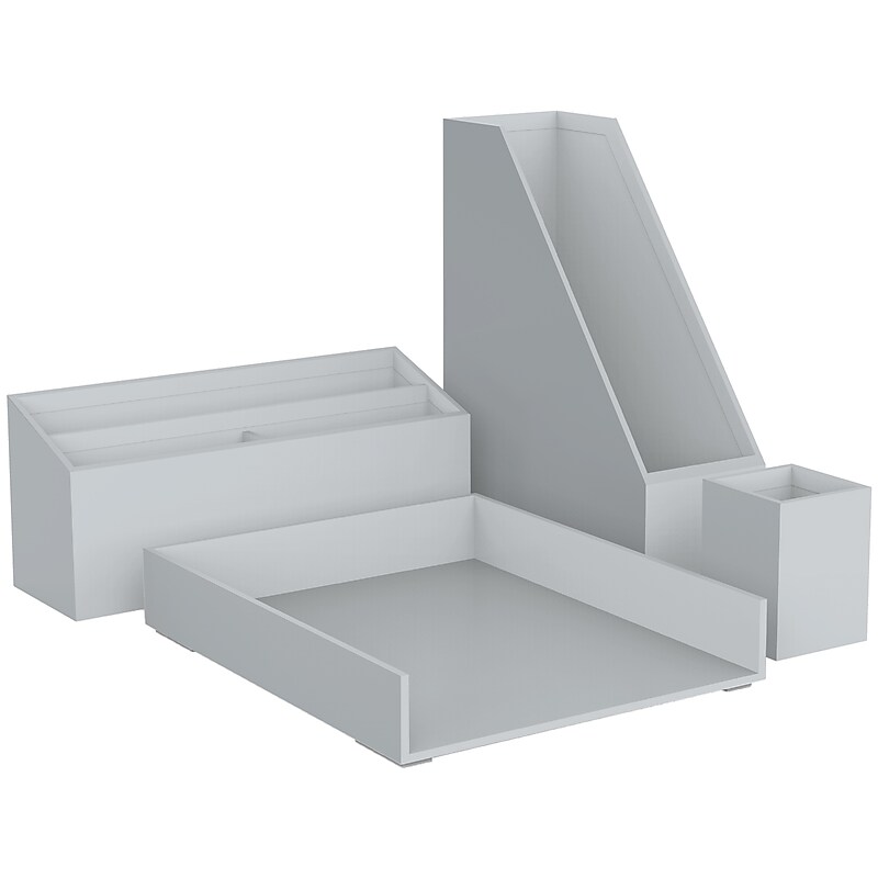 U Brands Paperboard Desk Organization Set, Solid Gray (3632U00-02) image 1