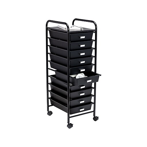 HoneyCanDo Metal Mobile Utility Cart with Lockable Wheels, Black (CRT