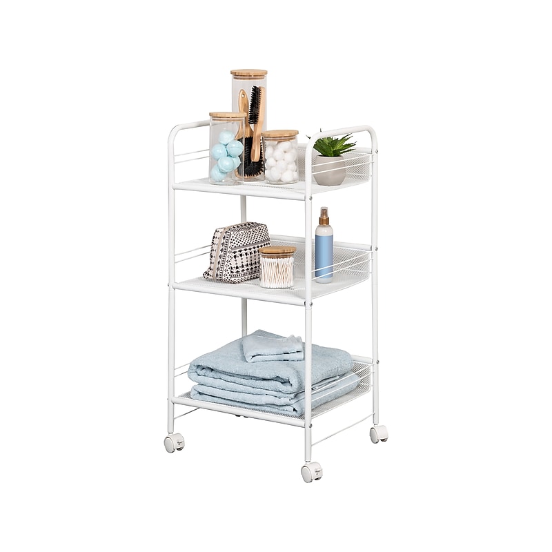 Honey-Can-Do 3-Shelf Metal Mobile Utility Cart with Lockable Wheels, White (CRT-08581) image 1